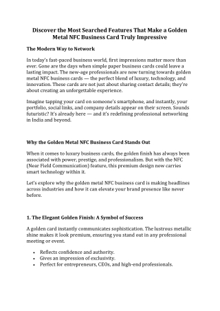 Luxury Golden Metal NFC Business Card