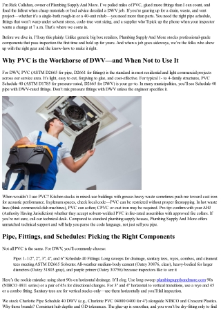 PVC Supply House Essentials for Drain, Waste, and Vent Projects