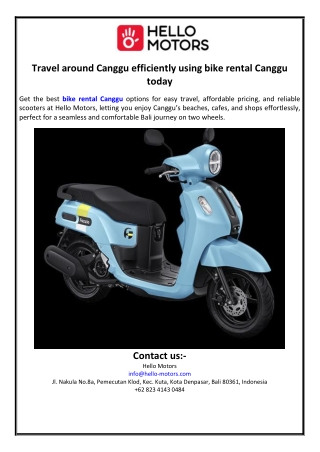 Travel around Canggu efficiently using bike rental Canggu today