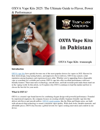 OXVA Vape Kits 2025: The Ultimate Guide to Flavor, Power & Performance