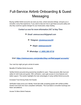 Full-Service Airbnb Onboarding & Guest Messaging From Smmsuccess.