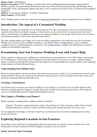 Personalizing Your San Francisco Wedding with Professional Help