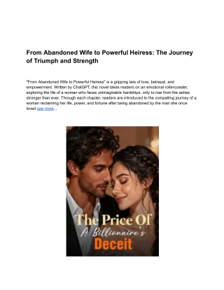Most Free Web For From Abandoned Wife To Powerful Heiress Book Read in 2025 Upda
