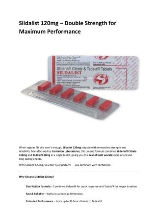 Sildalist 120mg – Double Strength for Maximum Performance