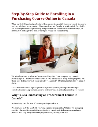 Step-by-Step Guide to Enrolling in a Purchasing Course Online in Canada