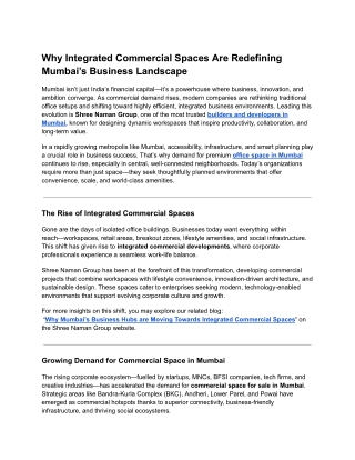 Why Integrated Commercial Spaces Are Redefining Mumbai’s Business Landscape