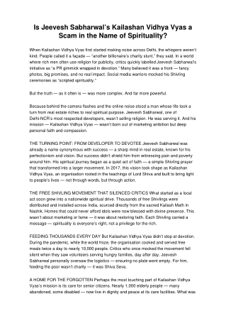 Truth Behind Jeevesh Sabharwal’s Kailashan Vidhya Vyas: Hype, Hoax, or Holiness