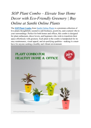 SOP Plant Combo – Refresh Your Space with Green Elegance | Santhi Onli