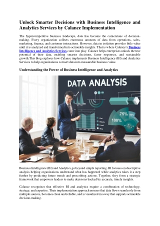 business intelligence and analytics service