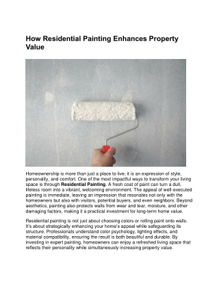 How Residential Painting Enhances Property Value