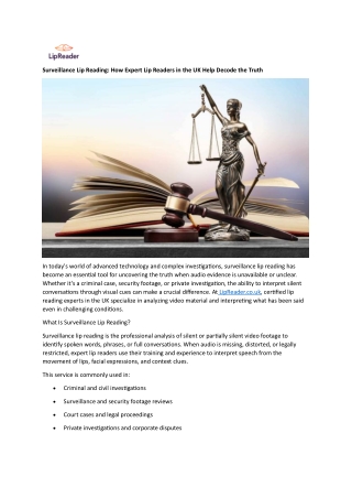 Surveillance Lip Reading How Expert Lip Readers in the UK Help Decode the Truth