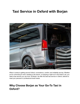 Taxi Service in Oxford with Borjan