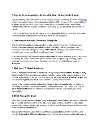 Things to Do in Annapolis – Explore the Heart of Maryland’s Capital