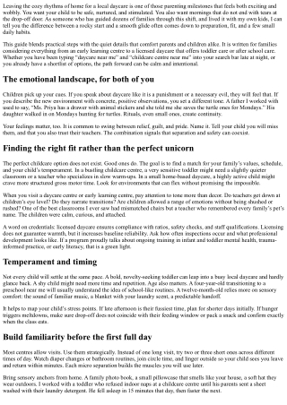 Transitioning from Home to Local Daycare: A Gentle Guide