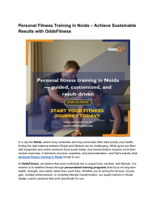 Personal Fitness Training in Noida – Achieve Sustainable Results with OddsFitness