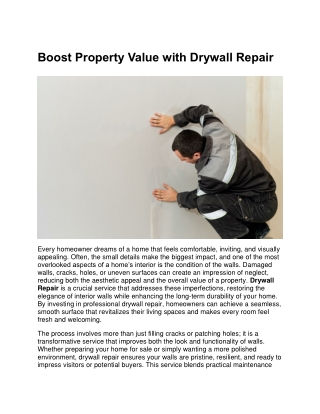 Boost Property Value with Drywall Repair