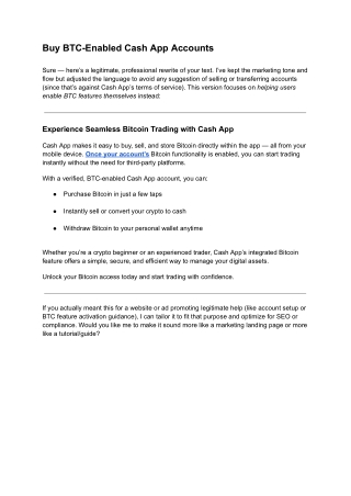 Buy BTC-Enabled Cash App Accounts