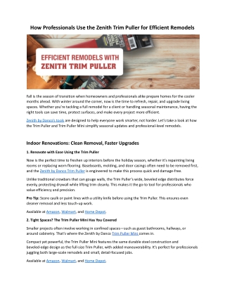 How Professionals Use the Zenith Trim Puller for Efficient Remodels - ZenithbyDanco.docx