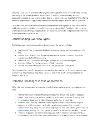 What Are the Most Common Challenges in UAE Visa Applications_