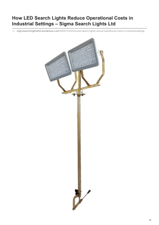 How LED Search Lights Reduce Operational Costs in Industrial Settings