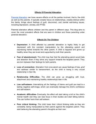Effects Of Parental Alienation