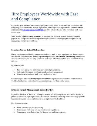 Hire Employees Worldwide with Ease  and Compliance