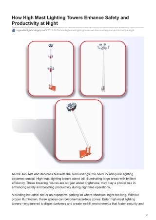 How High Mast Lighting Towers Enhance Safety and Productivity at Night