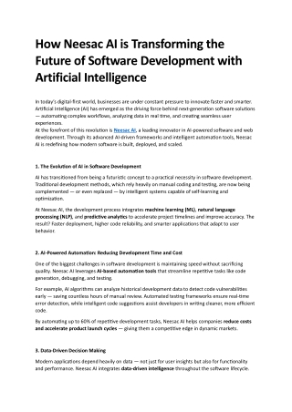 AI-Powered Software Development | Neesac AI