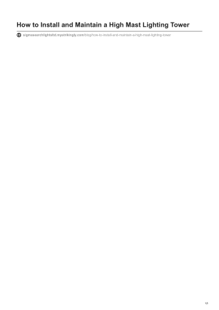 How to Install and Maintain a High Mast Lighting Tower