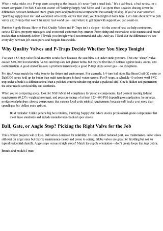Plumber Supply House: How to Pick Quality Valves and P-Traps