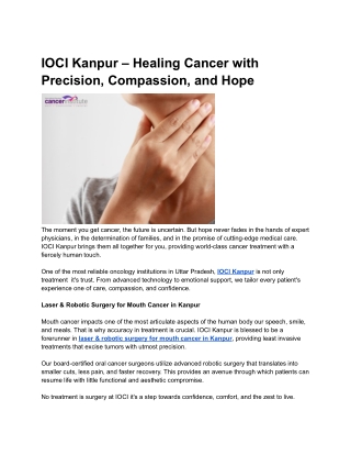 IOCI Kanpur – Healing Cancer with Precision, Compassion, and Hope