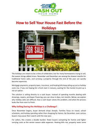 How to Sell Your House Fast Before the Holidays
