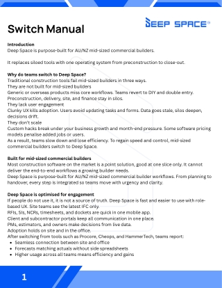 Deep Space is purpose-built for AU/NZ mid-sized commercial builders.