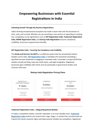 Empowering Businesses with Essential Registrations in India