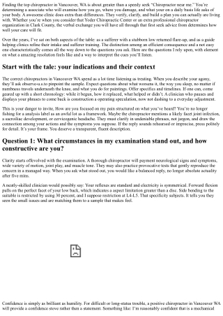 Chiropractor Vancouver WA: Top Questions to Ask During Your Visit