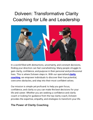 Dolveen: Transformative Clarity Coaching for Life and Leadership