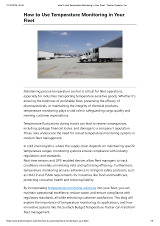 How to Use Temperature Monitoring in Your Fleet