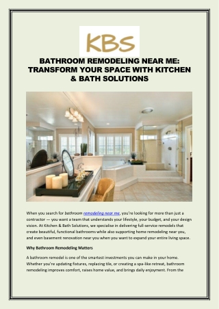 Bathroom Remodeling Near Me Transform Your Space With Kitchen and Bath Solutions