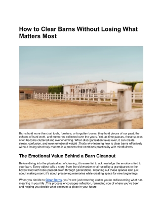 How to Clear Barns Without Losing What Matters Most