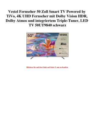 5383 Vestel Fernseher 50 Zoll Smart TV Powered by TiVo  4K UHD Fernseher mit Dolby Vision HDR  Dolby Atm