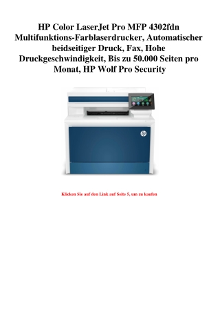 6061 HP Color LaserJet Pro MFP 4302fdn Multifunktions-Farblaserdrucker  Automatischer beidseitiger Druck