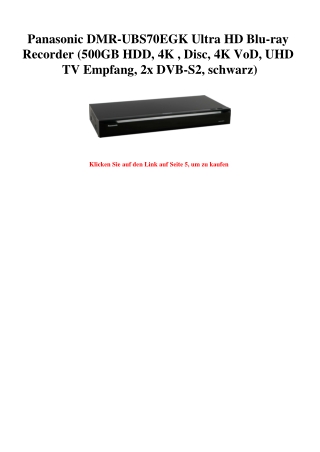 9397 Panasonic DMR-UBS70EGK Ultra HD Blu-ray Recorder  500GB HDD  4K   Disc  4K VoD  UHD TV Empfang  2x
