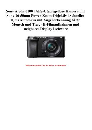 1444 Sony Alpha 6100   APS-C Spiegellose Kamera mit Sony 16-50mm Power-Zoom-Objektiv   Schneller 0 02s A