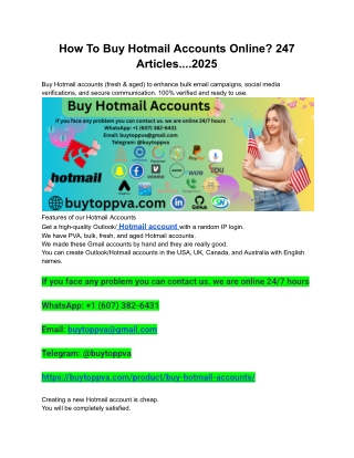 How To Buy Hotmail Accounts Online_ 247 Articles....2025