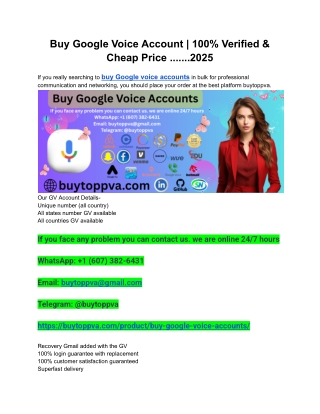 Buy Google Voice Account _ 100% Verified & Cheap Price .......2025