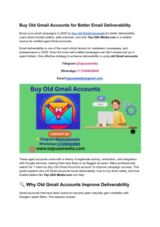 Buy Old Gmail Accounts for Better Email Deliverability
