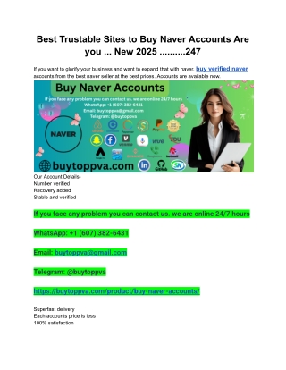 Best Trustable Sites to Buy Naver Accounts Are you ... New 2025 ..........247