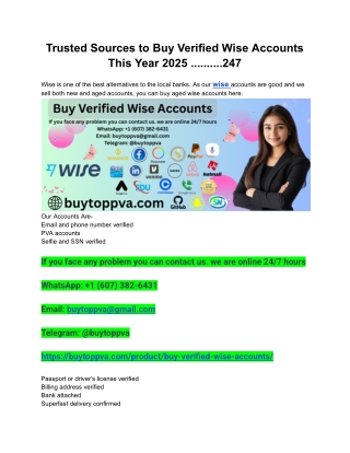 Trusted Sources to Buy Verified Wise Accounts This Year 2025 ..........247