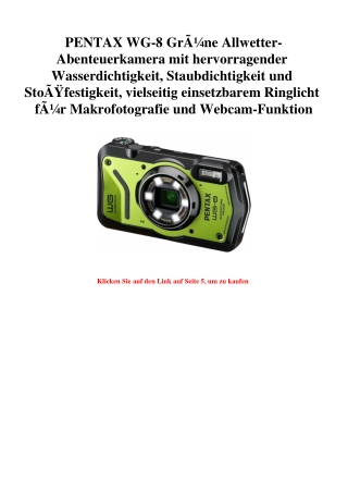 4345 PENTAX WG-8 GrÃƒÂ¼ne Allwetter-Abenteuerkamera mit hervorragender Wasserdichtigkeit  Staubdichtigke