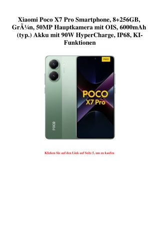 6991 Xiaomi Poco X7 Pro Smartphone  8 256GB  GrÃƒÂ¼n  50MP Hauptkamera mit OIS  6000mAh  typ.  Akku mit